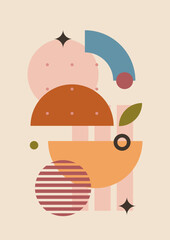 Vector illustration. Abstract poster set. Contemporary backgrounds. Mid century wall decor. Design elements for book cover, page template, print, card, brochure, magazine, poster. 60s, 70s graphic.