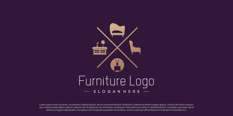 Furniture logo design vector with creative concept for business