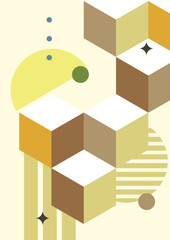 Obraz premium Abstract boho poster compositions. Minimal geometric posters. Boho wall decor.