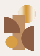 Boho modern minimalist abstract line art print with geometric shape