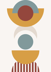 Boho modern minimalist abstract line art print with geometric shape