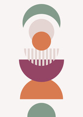 Abstract modern background. Backgrounds with geometric balancing shapes. Boho wall decor. Modern geometric compositions and forms. Posters with abstract shapes, vector