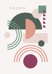 Abstract modern background. Backgrounds with geometric balancing shapes. Boho wall decor. Modern geometric compositions and forms. Posters with abstract shapes, vector