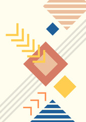 Abstract geometric, natural shapes poster set in mid century style. Modern illustration: minimalist print, poster, boho wall decor, flat design Vector minimal art