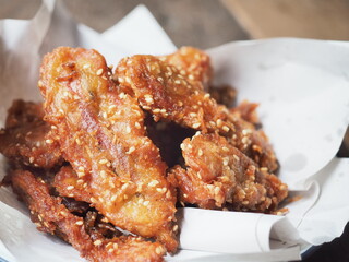 banana fritters with white sesame seed
