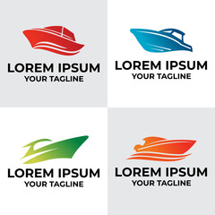 set of boat logo vector design template