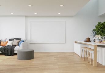 Fototapeta na wymiar minimal interior style poster Mock up the living room wall. .copy space. 3D rendering.