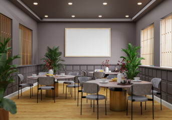 minimal interior style poster Mock up the living room wall. .copy space. 3D rendering.