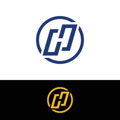 H Monogram with circle logo design