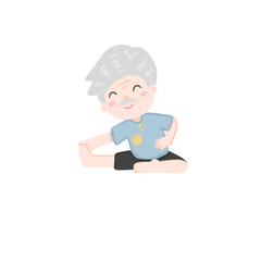 Senior man doing morning exercises, active and healthy lifestyle of retired people