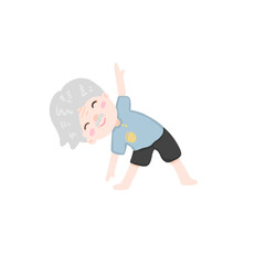 Senior man doing morning exercises, active and healthy lifestyle of retired people