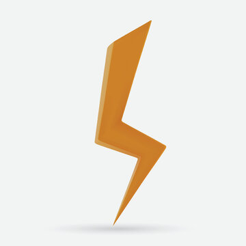 Thunder and Bolt Lighting Flash Icons Set isolate on white background. Yellow Thunder Symbol in 3d icon vector illustration.