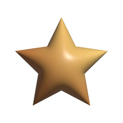3d Rendering Star Icon on transparent background