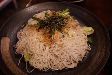Somen Noodle Champuru, Japanese Food, Famous Okinawa Local Food - 日本料理 沖縄料理 そうめんチャンプルー	