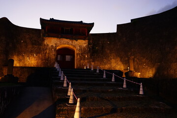 Night View of Keisei-mon Gate at Shyuri-jo Castle in Naha, Okinawa, Japan - 日本 那覇 首里城...