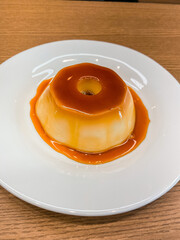 Condensed milk pudding on a plate