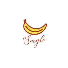the smyle happy banana logo design vector