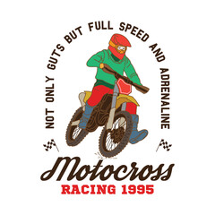 Motocross enduro Racing vector illustration in retro style, perfect for t shirt design and all merchandise