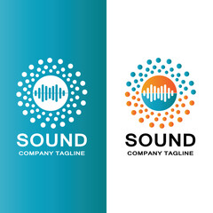 music sound wave logo icon vector, speaker and headset
