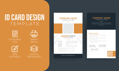 Corporate company office Id card design template. Modern identity badge with photo placeholder.	