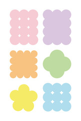 Set of frame illustrations of various geometric and abstract shapes.