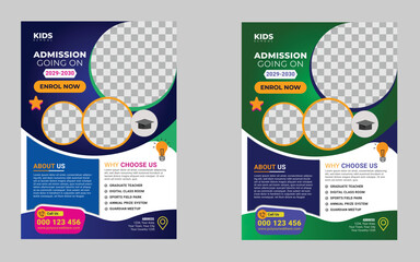 School admission flyer template design. Kids school design for poster, and banner. Education flyer vector template.