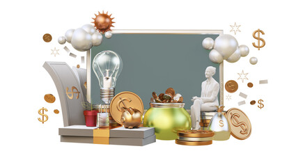 3d Business Finance on transparent background