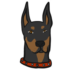 Doberman dog face cartoon 