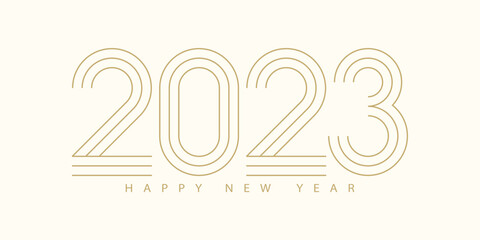 2023 Happy New Year. 2023 modern text vector luxury design gold color.