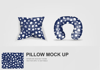 Realistic travel neck pillows mockup template and cover cushion case, Printable graphic for Home decorative theme design (Vector set template, Fully editable color change) © tianah