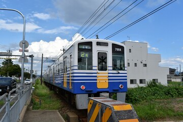Naklejka premium えちぜん鉄道三国芦原線、単線、電車、レール、駅、発車、踏切