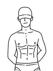 Obraz premium black and white of cute man cartoon for coloring