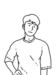 Obraz premium black and white of cute man cartoon for coloring