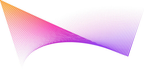 Abstract halftone dots background with dynamic waves, isolated Clipping paths for design work empty free space