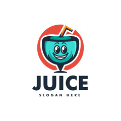 Vector Logo Illustration Juice Simple Mascot Style.