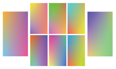 Colorful gradient collection background. Soft Color trendy, Modern screen vector, Nature backdrop. illustration for graphic design, banner, poster, mobile app, dynamic cover, blurred Abstract bright