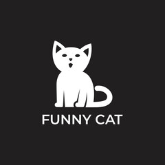 Cat Cute Logo Design Concept in Black Background