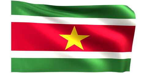 Flag of Suriname 3d render.