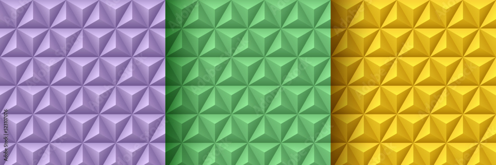Canvas Prints set of lavender purple, green and yellow geometric 3d pattern background. abstract triangle texture 