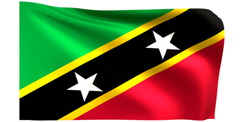 Flag of Saint kitts and nevis 3d render.