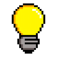 pixel bulb 8 bit games on a white background symbol of thought