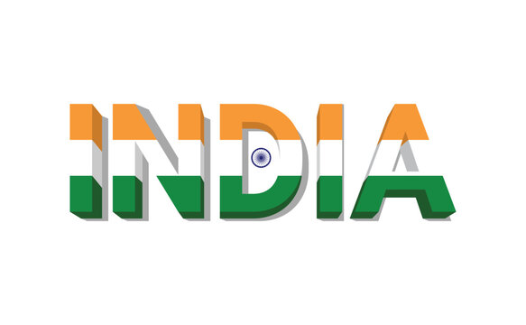 India flag colors in 3d text. Happy republic day and happy independence day