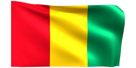 Flag of Guinea 3d render.