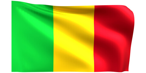 Flag of Mali 3d render.