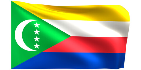 Flag of Comoros 3d render.
