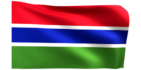 Flag of Gambia 3d render.