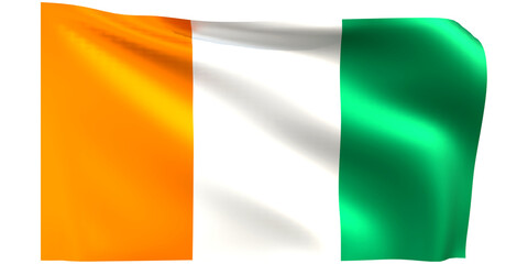 Flag of Ivory Coast 3d render.