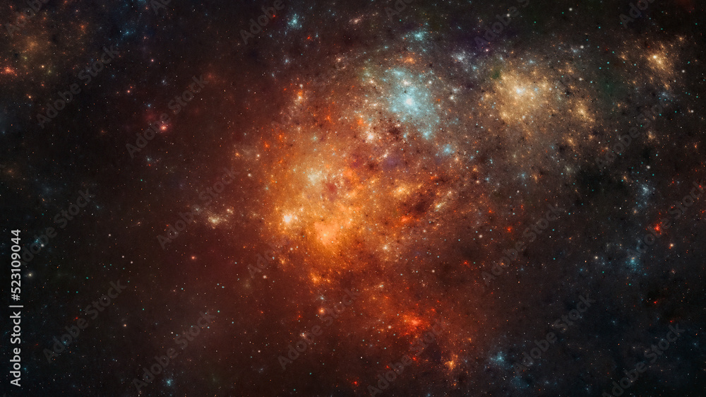 Canvas Prints space background. colorful fractal orange and gold nebula with star field. 3d rendering