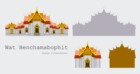 Obraz premium Temple Wat Benchamabophit vector background