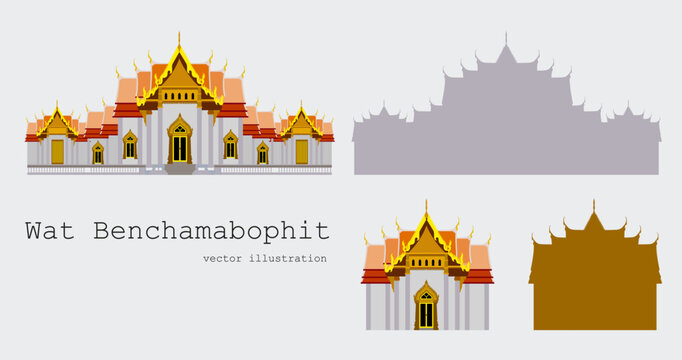 Temple Wat Benchamabophit vector background